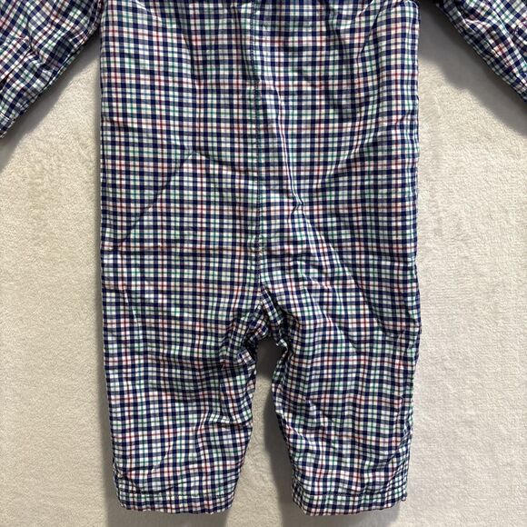 Ralph Lauren Baby Boy Coveralls Romper 6 Months Plaid Collared Lined Preppy - Picture 10 of 13